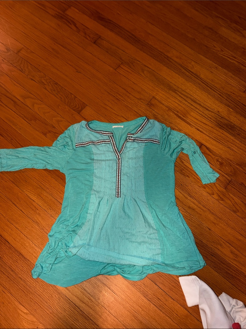 Lightweight Teal Women's Tunic Top with Contrast Trim cut out tag fits large